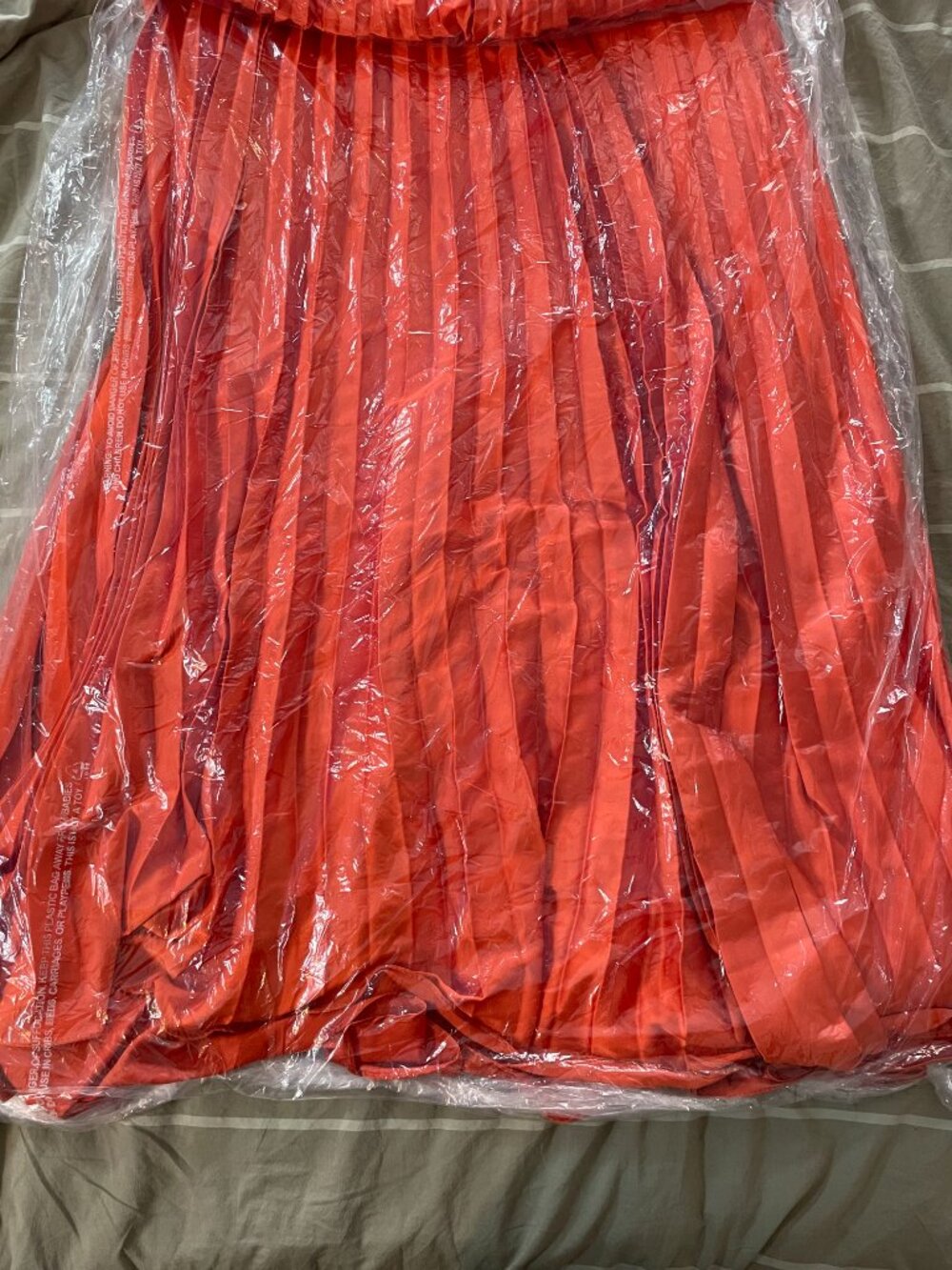 Mac Duggal Orange Pleated Corset Lace Up Back Ruffle Gown Size 4 - Picture 7 of 13